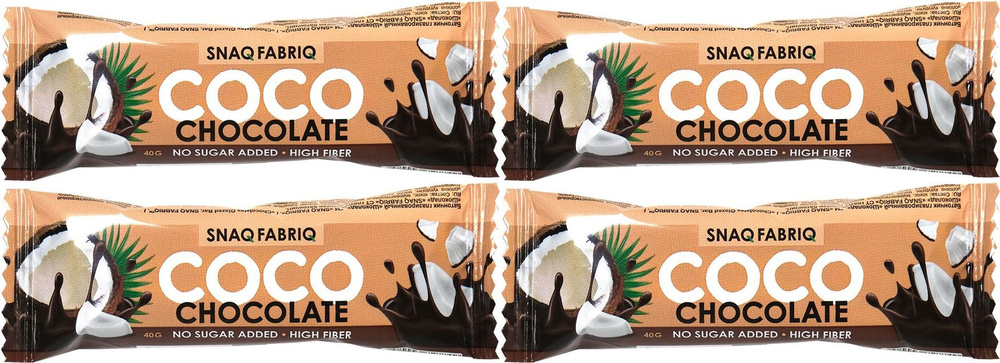 Батончик Snaq Fabriq шоколадный кокос глазированный, комплект: 4 упаковки по 40 г  #1