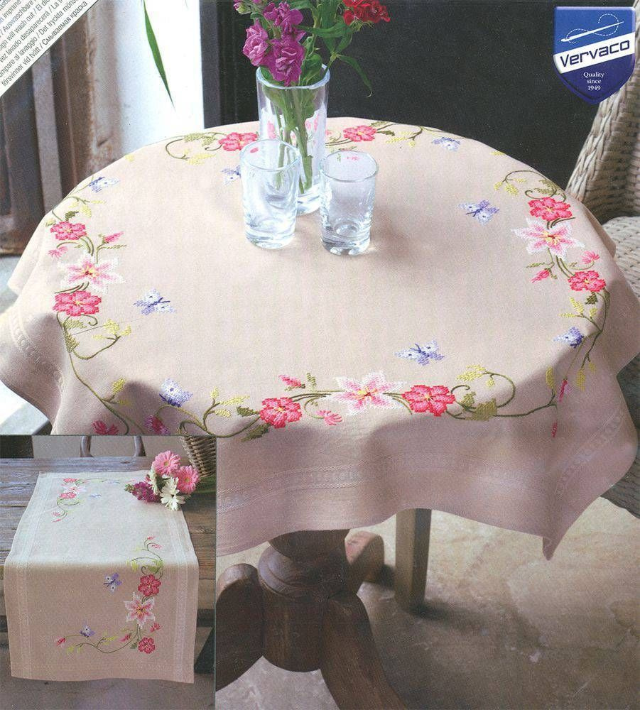 Набор для вышивки Vervaco "PN-0021750 Розовые цветы и бабочки (Vervaco)" / Печатный крест  #1
