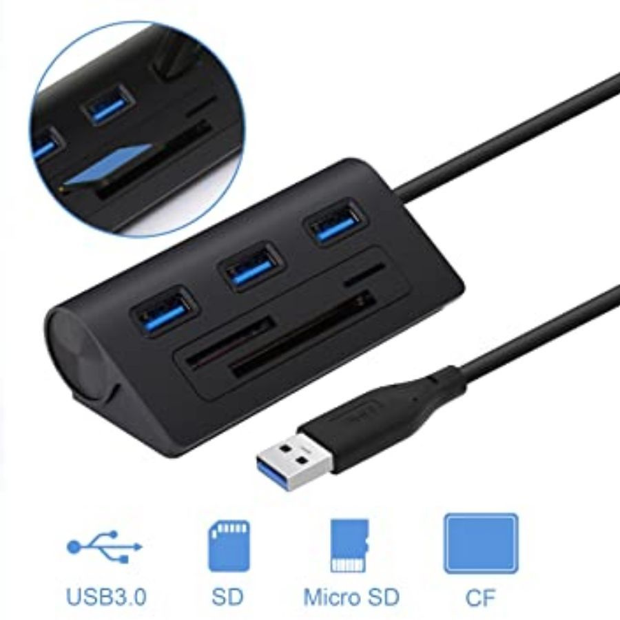 Хаб Acasis HS0023 USB3.0 to 3x USB3.0 + CF/TF/SD Card Reader - Черный #1