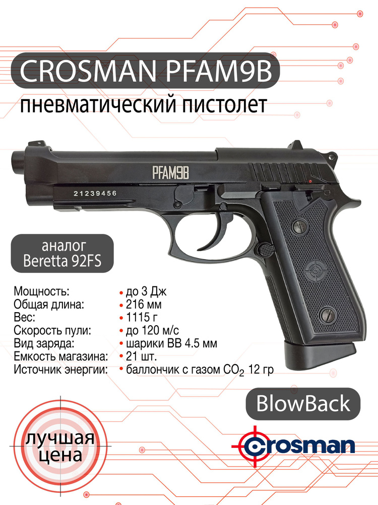 Пневматический пистолет Crosman PFAM9B (Beretta) #1