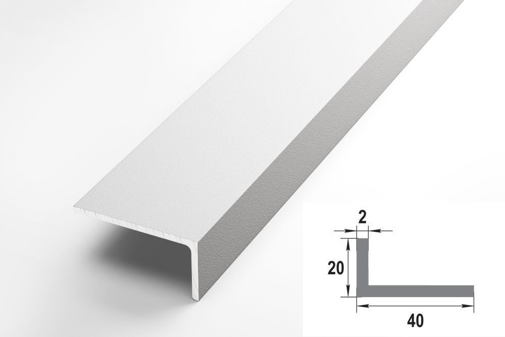 Уголок алюминиевый 40x20 мм, длина 2,7 м, профиль угловой внешний Лука УП 14-27, окрас Белый 016  #1
