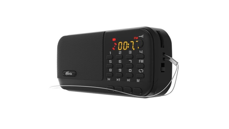 Радиоприемник с фонариком RITMIX RPR-007 черный, FM, MP3/MicroSD/USB, 3.5 мм, гибкая антенна, 2 аккумулятора #1