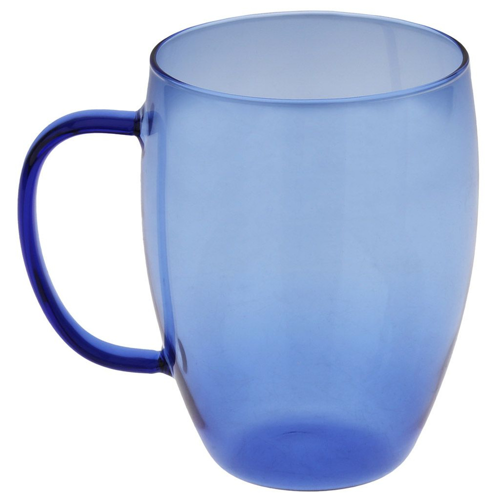 Кружка стеклянная "Лагуна" 530мл, д8,5см h11,5см, тонкостенное, цветное стекло, цвет - синий, д/горла #1