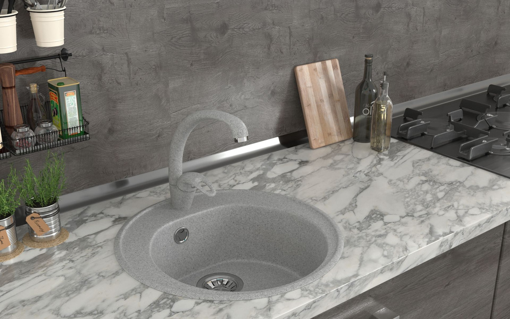 Мойка - раковина круглая для кухни Gamma Stone GS-22 из искусственного ...