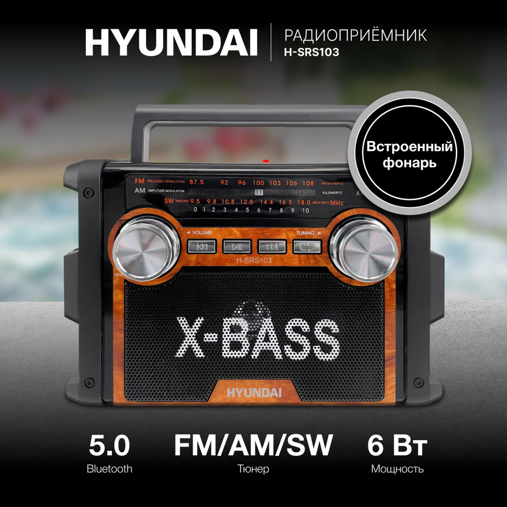 Радиоприемник настольный Hyundai H-SRS103 черный USB SD/microSD #1