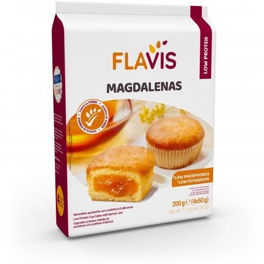Кексы с абрикосовым джемом с низким содержанием белка Magdalenas, т.м. FLAVIS, 200 г  #1