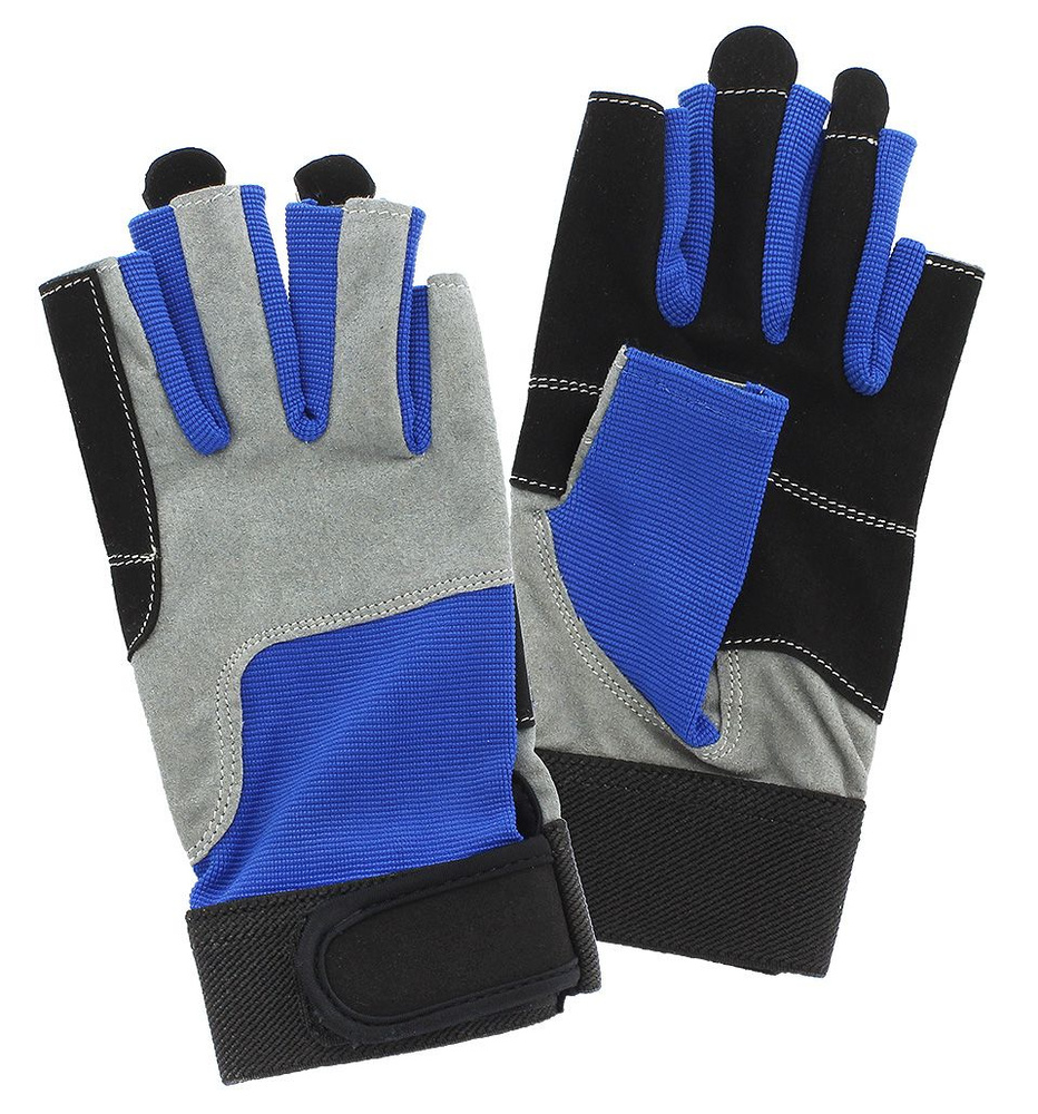 Яхтенные перчатки с короткими пальцами, синий/серый/черный, размер 2XL (10267517)  #1