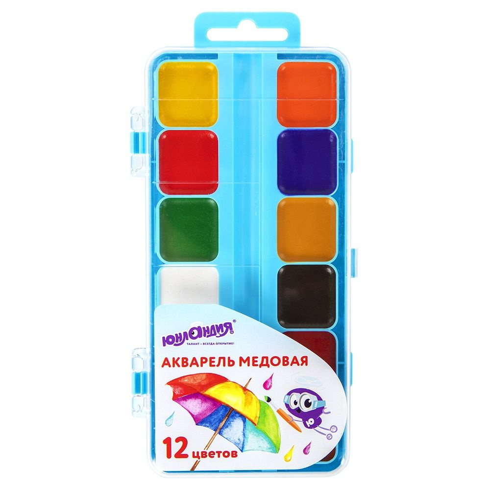 Акварель медовая Юнландия 12 цветов "Юнландик-Художник" квадратный ...