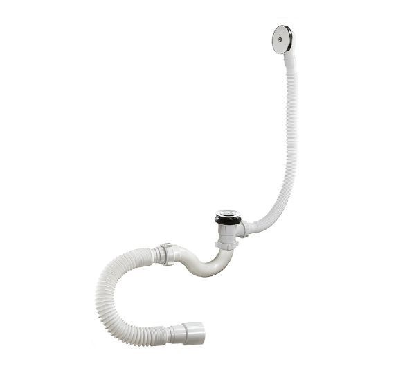 Сифон для ванны клик-клак, с переливом и гибкой трубой #1
