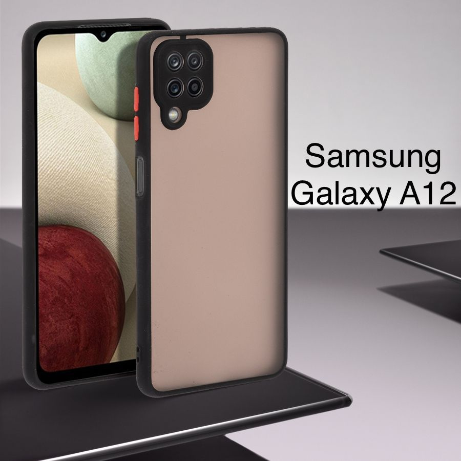 Чехол для Samsung Galaxy A12 / Галакси А12, черный, прозрачный, защита  камеры - купить с доставкой по выгодным ценам в интернет-магазине OZON  (1001545656)