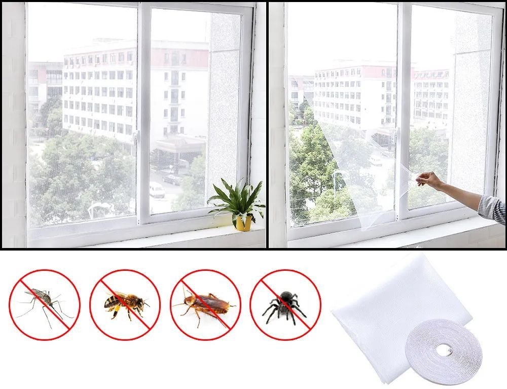Сетка анти москитная на окна на самоклеящейся ленте / Противомоскитный ...
