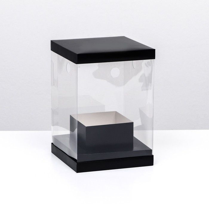 Коробка для цветов с вазой и PVC окнами, складная, 16 х 23 х 16 см, чёрный / 9574822  #1