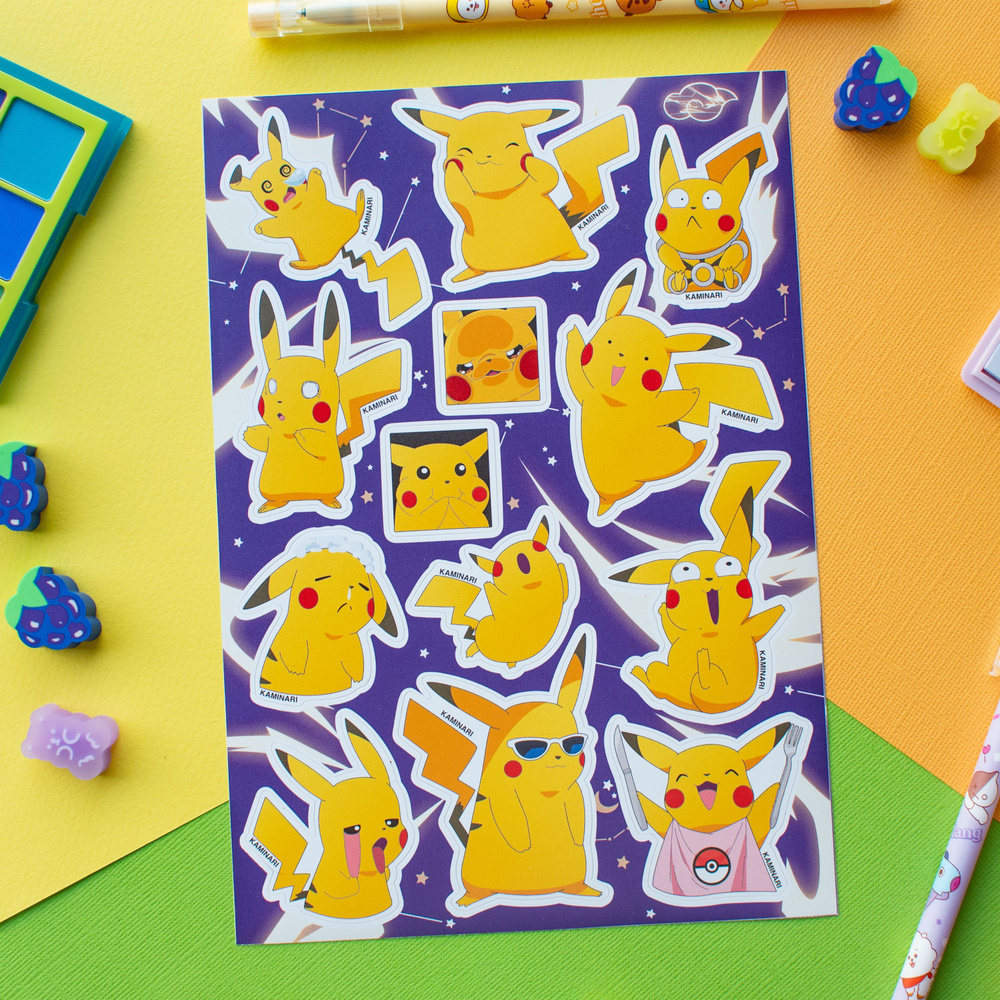 Набор наклеек виниловых А5 Пикачу (Pokemon) Покемон , аниме стикер на ...