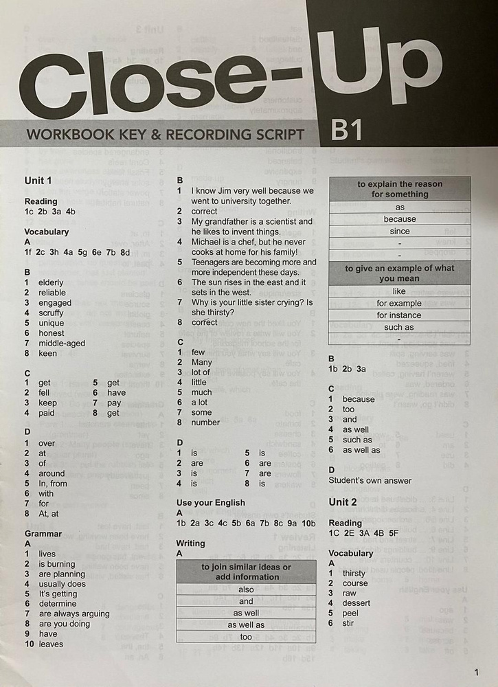 CLOSE-UP B1 Workbook Key & Recording Script | Healan Angela, Gormley ...