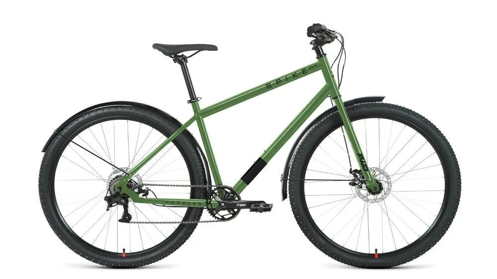 Forward Велосипед Гибрид, Городской, Велосипед FORWARD SPIKE 27,5 D (27,5" 8 ск. рост. 18") 2023, зеленый/черный #1
