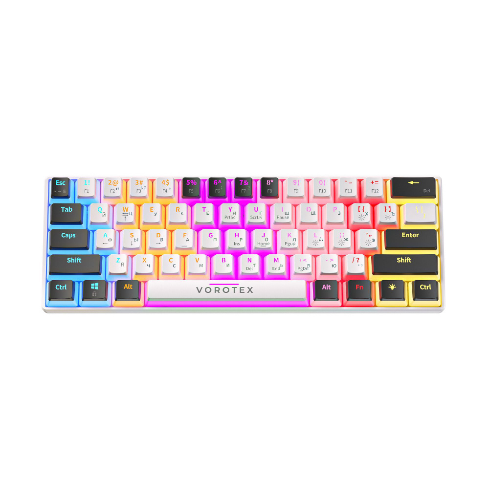 Клавиатура игровая проводная VOROTEX P61 Red Switch, белый/черный ...