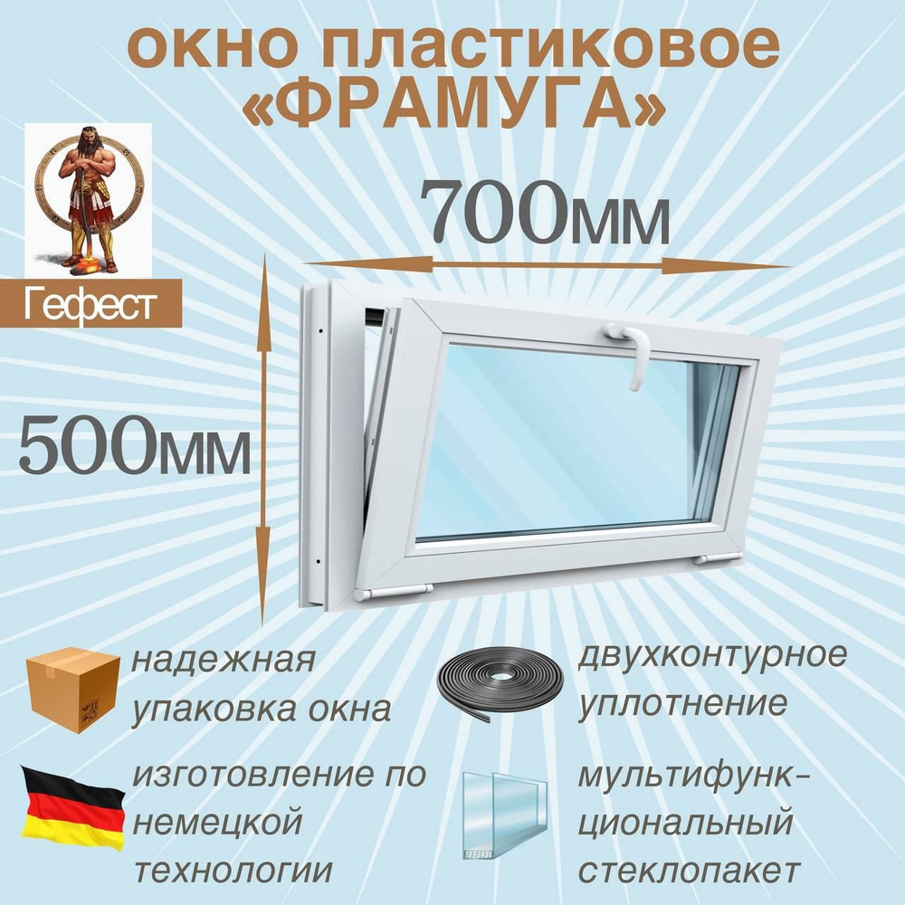 Пластиковое окно Рехау откидное, ПВХ, 700 х 500 мм, фрамуга 60 серии /  стеклопакет в раме с ручкой для дома и дачи - купить по выгодной цене в  интернет-магазине OZON (595458255)