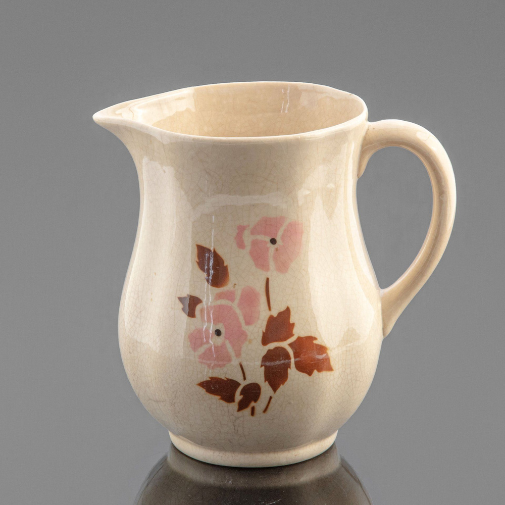 Кувшин винтажный со стилизованным цветочным декором, фаянс, печать по ...