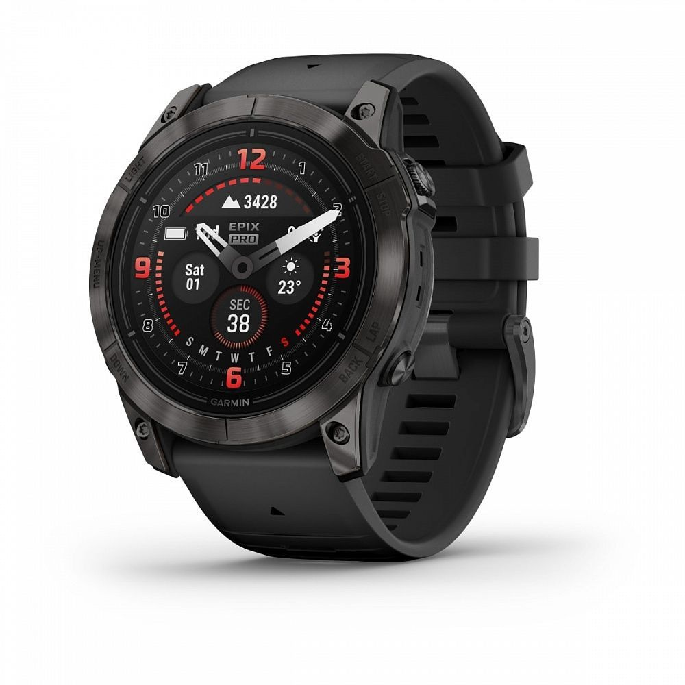 Часы Garmin Epix Pro (Gen 2) Sapphire титановый угольно-серый, DLC с черным силиконовым ремешком (51 #1