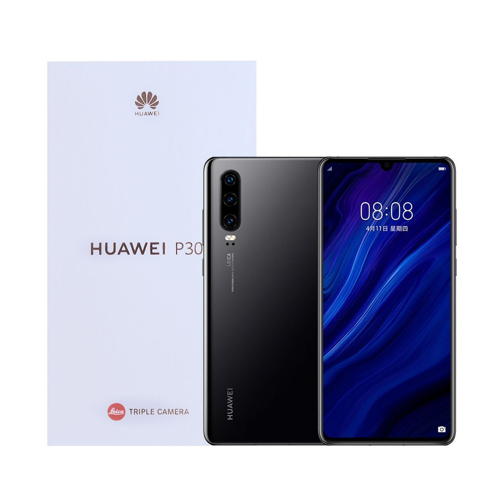 HUAWEI Смартфон HUAWEI P30 6+128GB,black 6/128 ГБ, черный