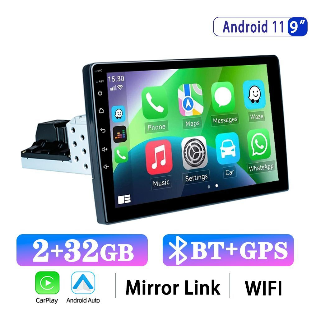 Автомагнитола 1din с камерой заднего вида, 2+32GB CarPlay, Android Auto ...