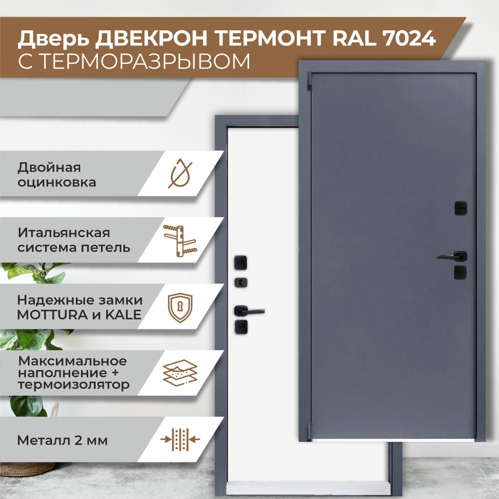 Входная уличная дверь Двекрон Термонт RAL 7024 с терморазрывом