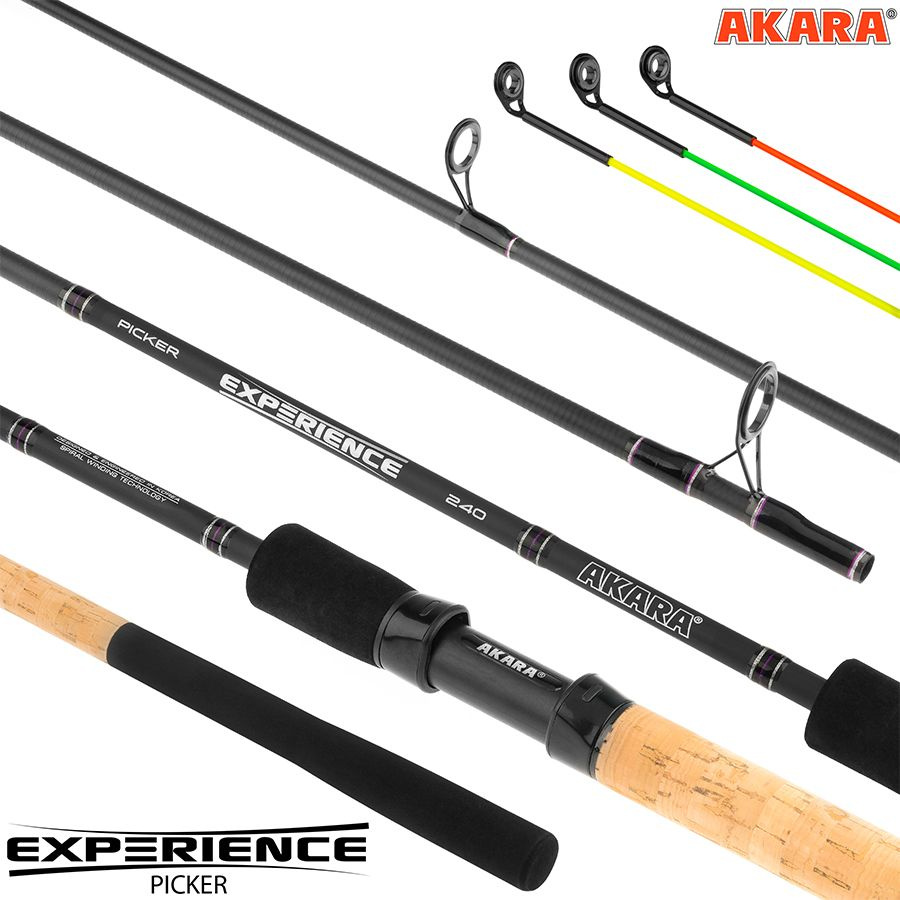 Удилище штекерное угольное фидерное 3 колена Akara Experience Picker TX-30 (10-30-50) 3,0 м со сменным #1