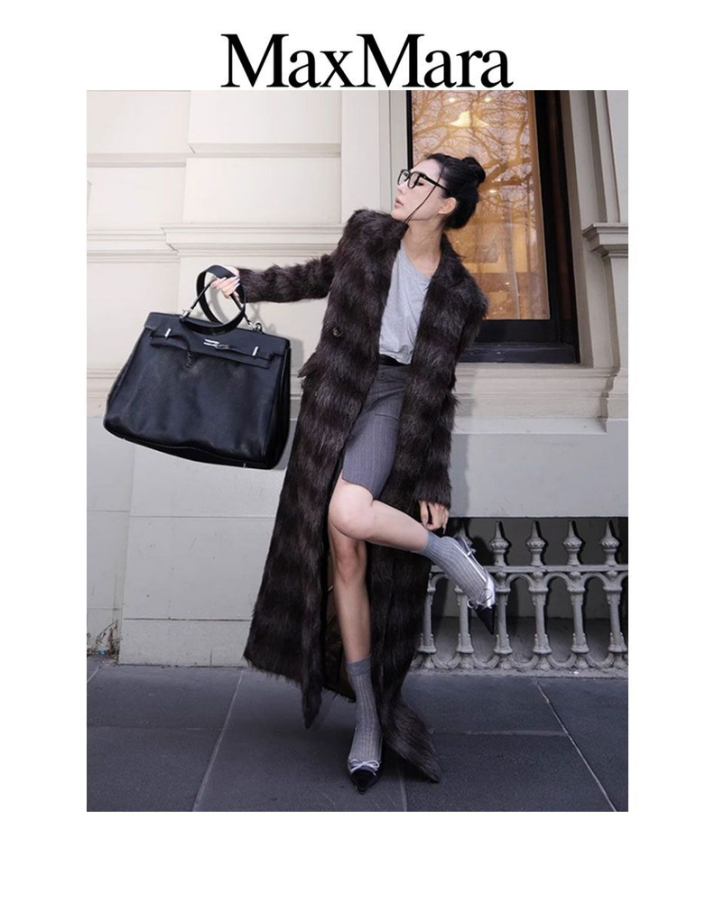 Пальто Max Mara, Зима, размер 46, цвет темно-серый, Полиэфирное волокно ...