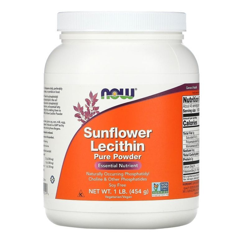 Лецитин подсолнечный в порошке 454 грамм, Now Sunflower Lecithin Powder, 1 lb для поддержки общего здоровья #1