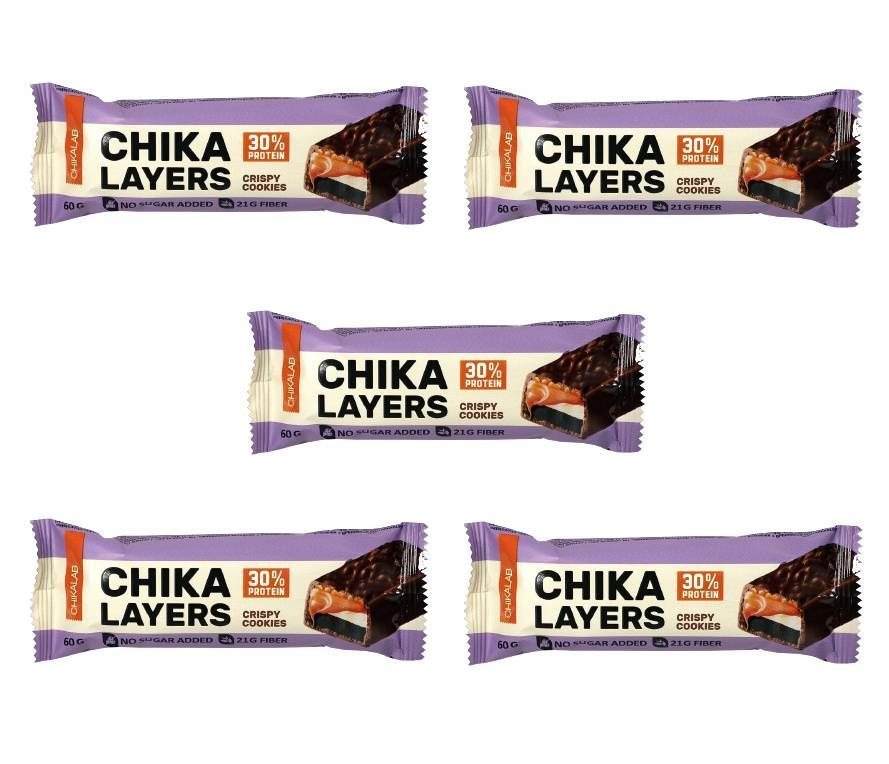 Протеиновый батончик в шоколаде Chikalab Chika Layers 5ти слойный Без сахара Хрустящее печенье, 60 гр #1