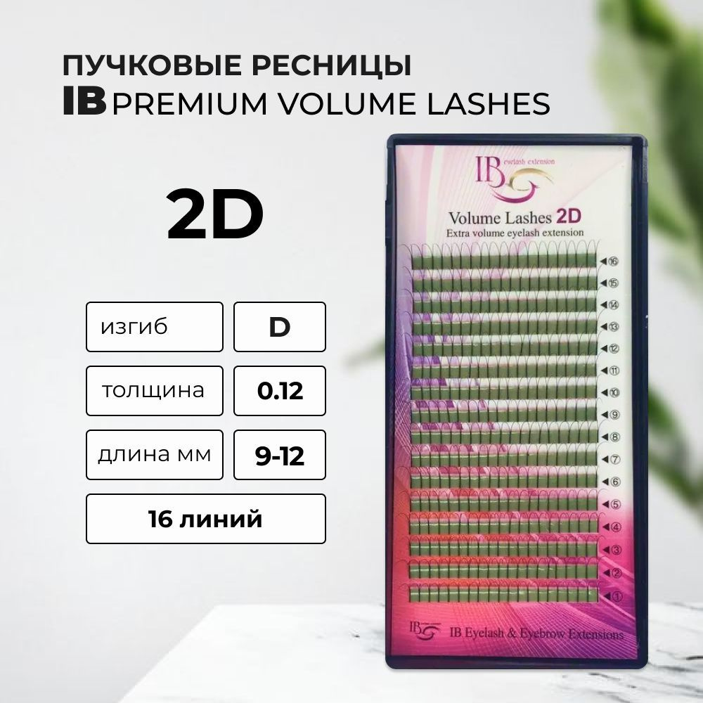 IB Пучковые ресницы 2D, D, 0.12, 9-12 mm #1