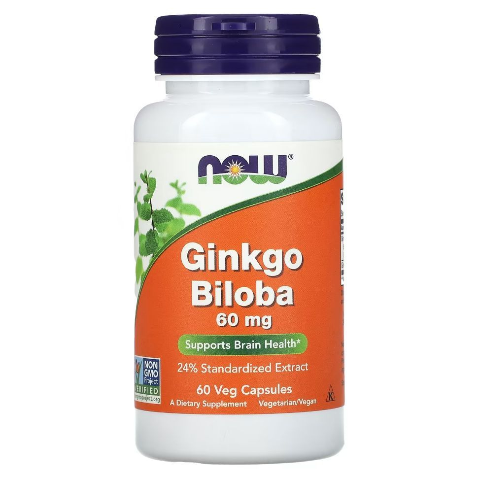 NOW Ginkgo Biloba Гинкго билоба 60 mg (60 veg caps) #1