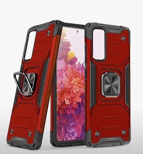 Противоударный чехол для Xiaomi Redmi Note 12 5G красный с пластиной для магнитного автодержателя и кольцом #1