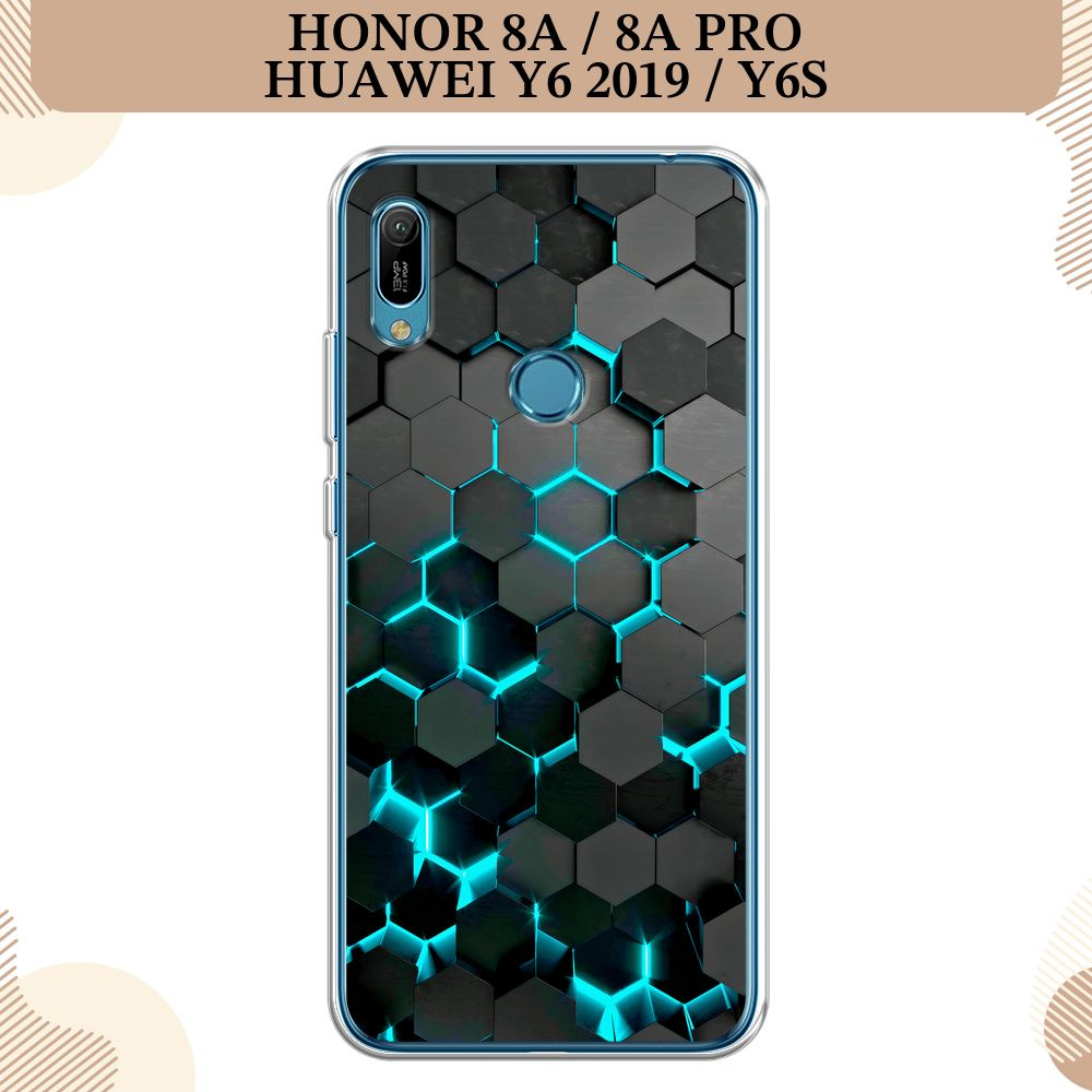 Силиконовый чехол на Huawei Y6 2019/Y6s/Honor 8А/8А Pro / Хонор 8А Соты  бирюзовые - купить с доставкой по выгодным ценам в интернет-магазине OZON  (232671376)