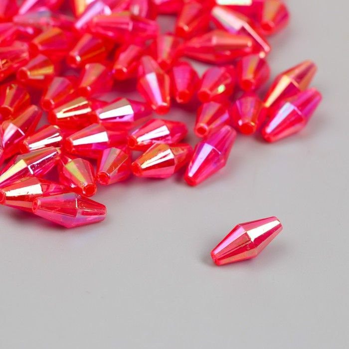 Бусины для творчества пластик "Ромб-кристалл голография фуксия" набор ...
