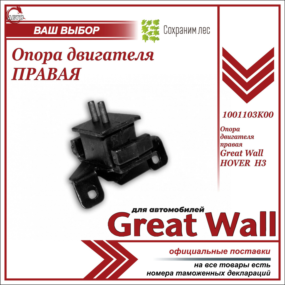 Опора двигателя ПРАВАЯ для Грейт Вул Ховер Н3 (подушка) / Great Wall Hover  H3 / 1001103K00 - Great Wall арт. 1001103K00 - купить по выгодной цене в  интернет-магазине OZON (612323242)