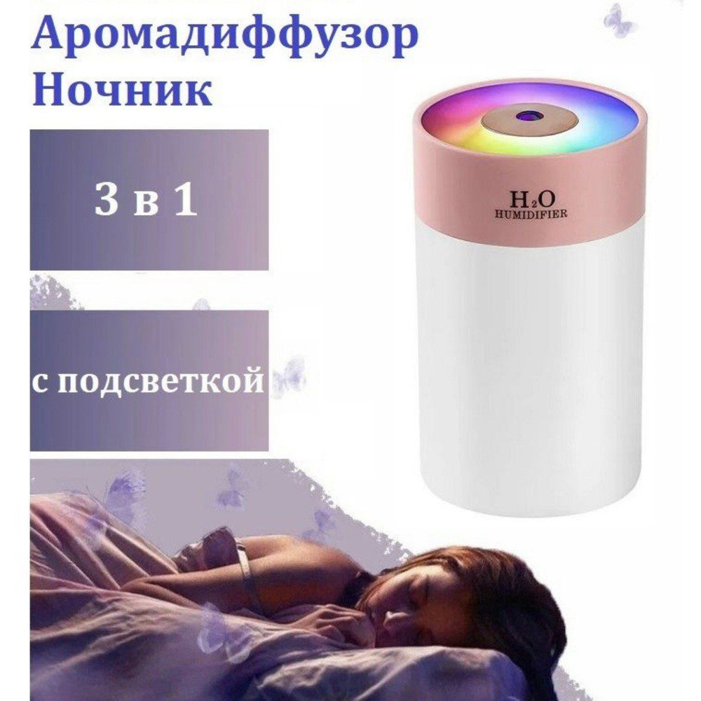 Увлажнитель воздуха H2O с подсветкой, ночник. Розовый. - купить с ...