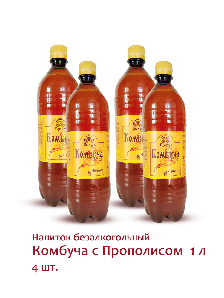 Набор напиток безалкогольный "Комбуча с прополисом" 4 шт х 1 л на Иван-чае и на меду пробиотик с лёгкой #1