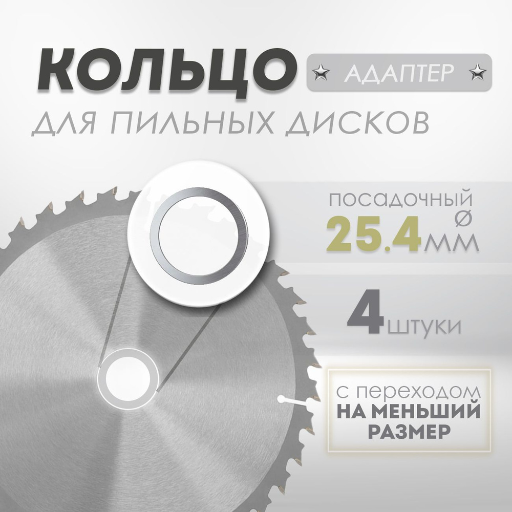 Адаптер кольцо переходное для дисков Geko с 25.4мм x 22.2, 20, 16, 12.7 - 4шт (G00206)  #1