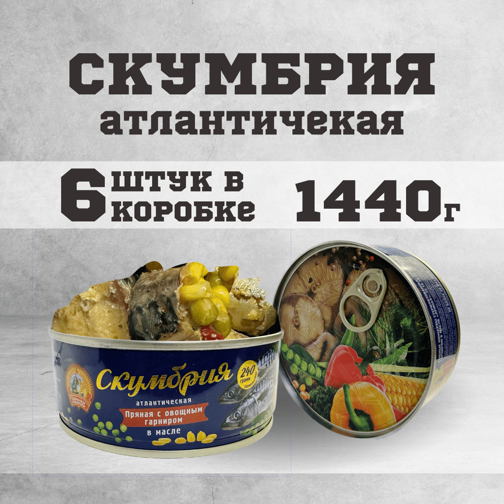 Консервы рыбные скумбрия атлантическая в масле 240 г. 6шт. - купить с  доставкой по выгодным ценам в интернет-магазине OZON (1306202613)