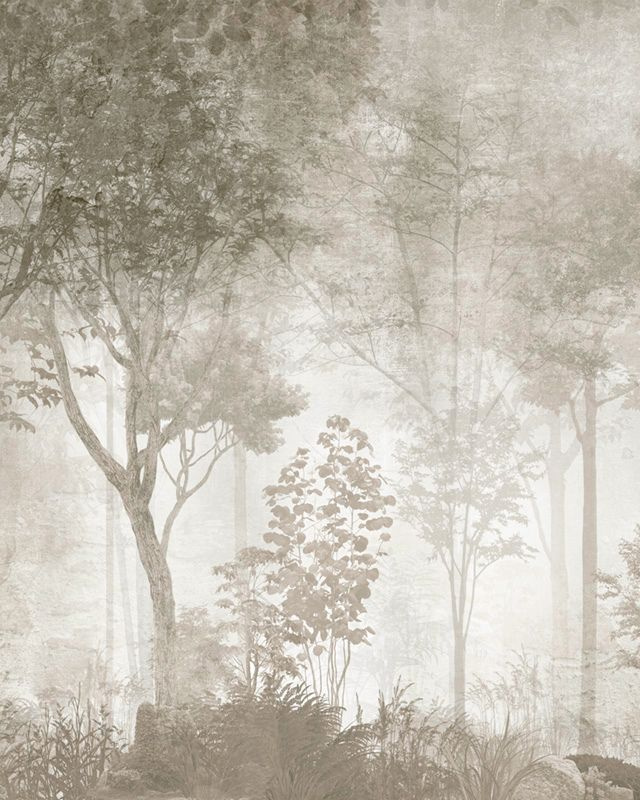 Фотообои GrandPik 10306 Лофт "Лес, деревья в тумане, винтаж" (ШхВ), 200х250 см  #1
