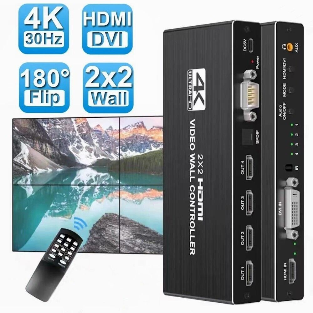 2x2 HDMI DVI Контроллер видеоконтроля процессор мульти - видео  переключатель экрана