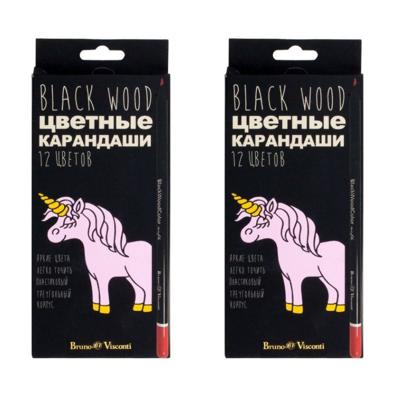 Bruno Visconti Карандаши цветные, BlackWoodColor, пластиковые, 12 ...