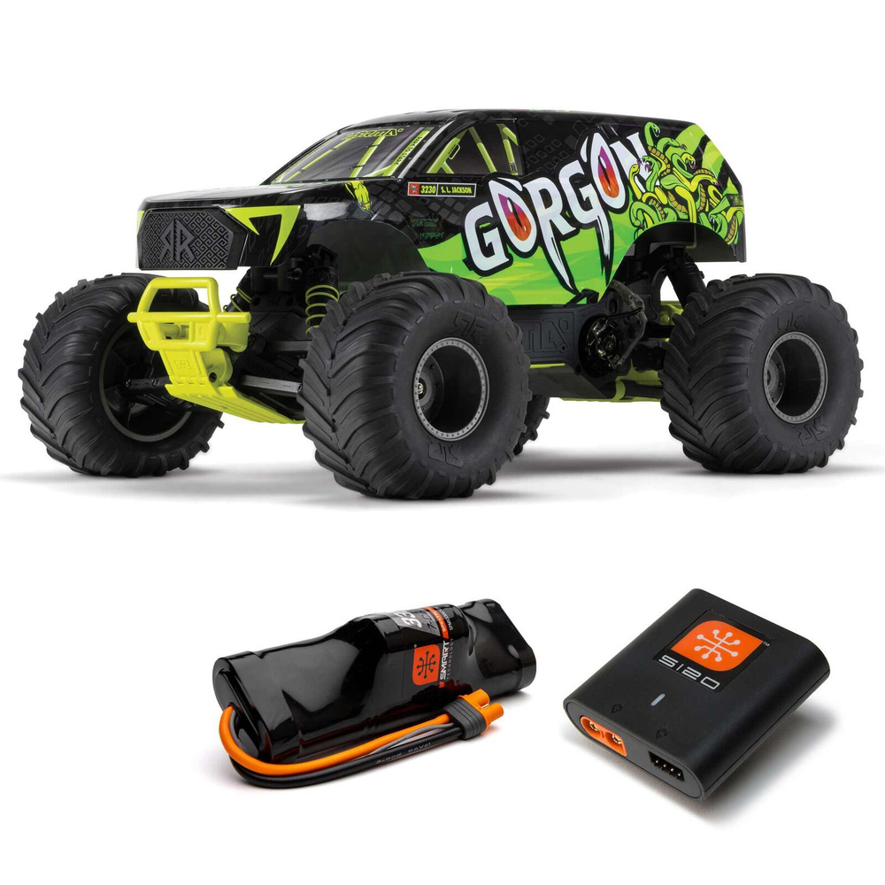 arrma 1/10 gorgon 4x2 mega 550 колесный монстр-трак с щеточным двигателем  rtr с аккумулятором - подарок для мальчика #ARA3230S - купить с доставкой  по выгодным ценам в интернет-магазине OZON (1549601260)