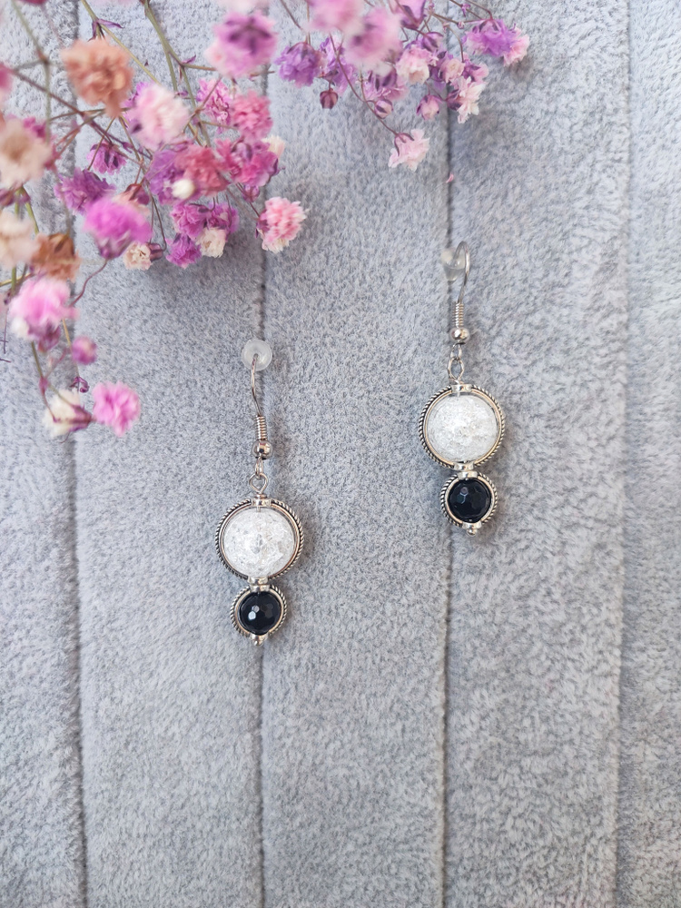 Серьги ручной работы из АГАТА И КВАРЦА, серьги женские, бижутерия ...