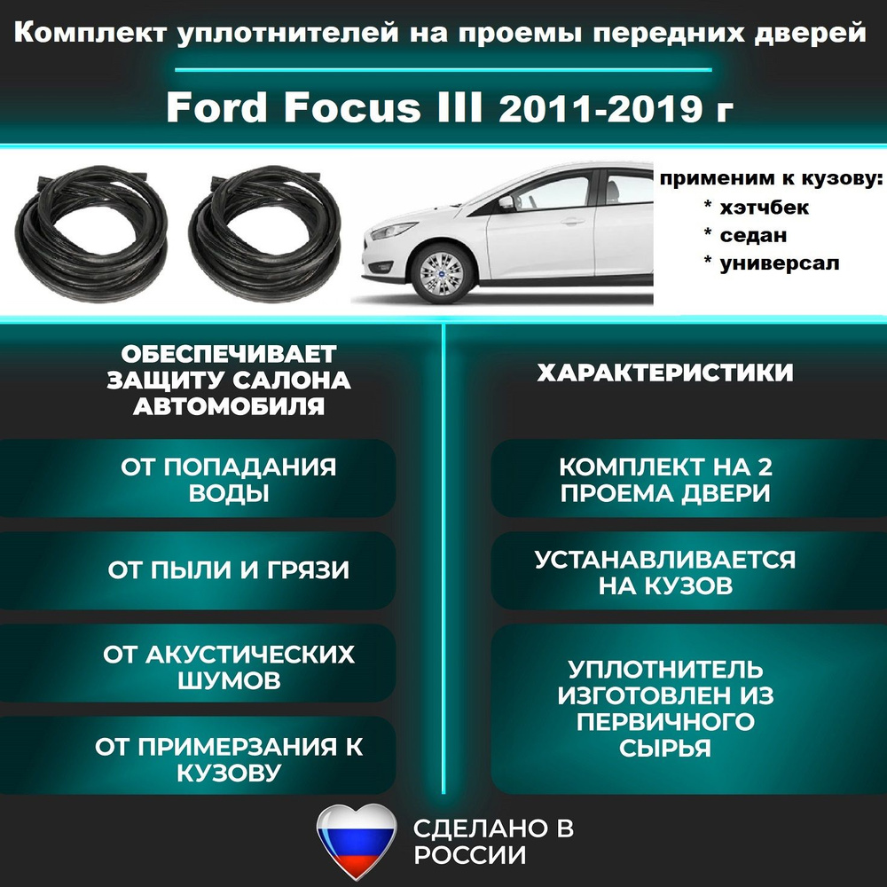 Комплект уплотнителей проема передних дверей на Ford Focus III 2011 ...