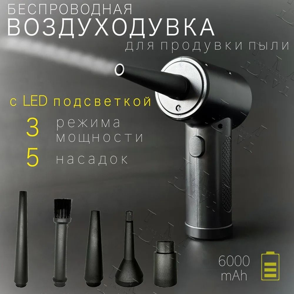 Воздуходувка портативная беспроводная аккумуляторная электрическая ...