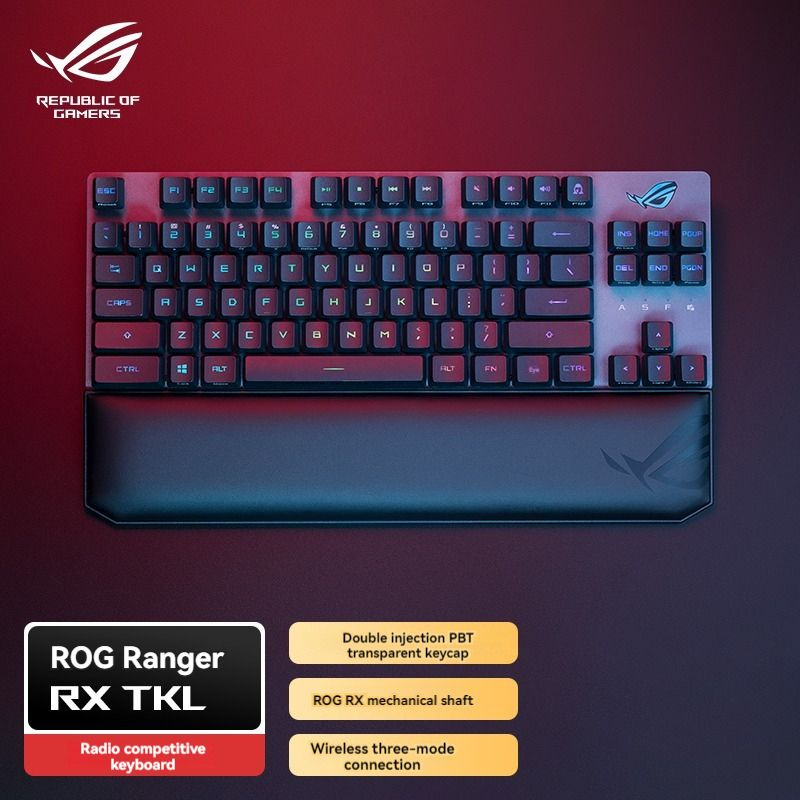 ASUS Игровая клавиатура беспроводная ASUS ROG SCOPE 87 RX TKL ABS blue swith, Английская раскладка, серый #1