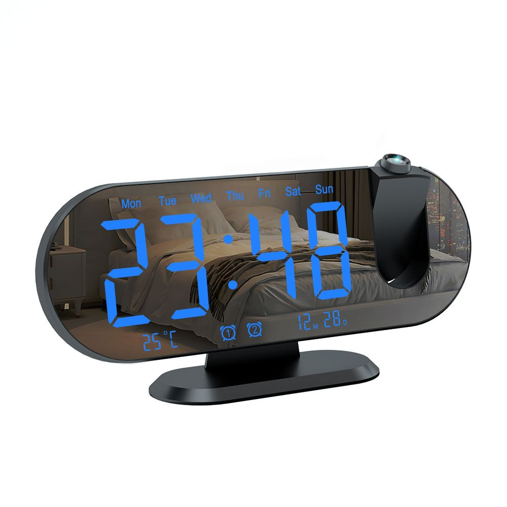 Электронный будильник с большим зеркальным экраном, проекцией LDE .