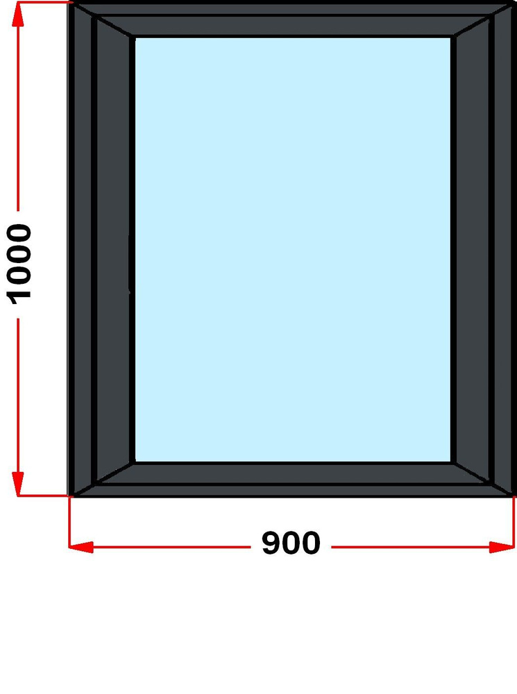 Окно из профиля Grunder 60 мм (1000 x 900), с поворотно-откидной створкой, стеклопакет 2 стекла, левое #1